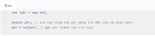 Giải phóng biến đơn (delete)