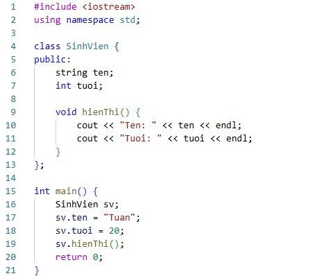 Ví dụ của Class trong C++
