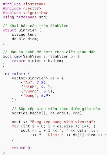 Ứng dụng của hàm sort C++